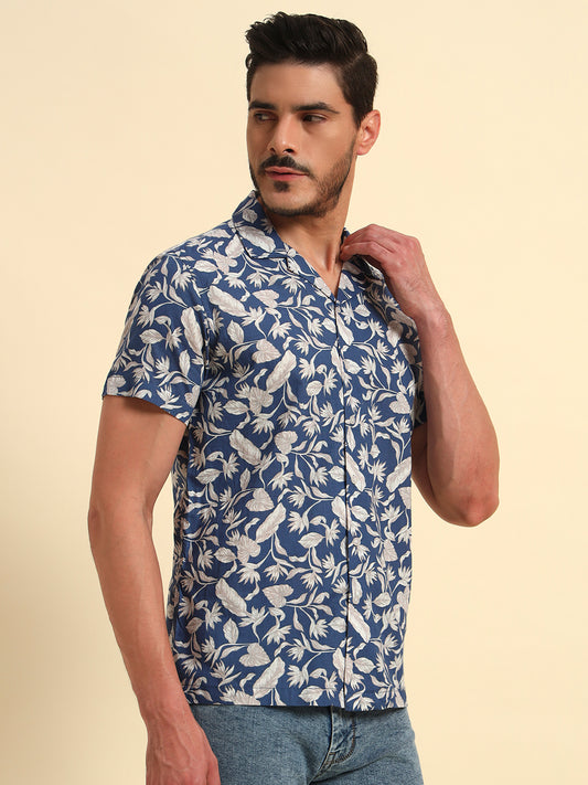 Casual Shirt for Men | Breathable & Soft with Color Fastness Regular Fit Spread Collar Neck Cotton Fabric Printed Pattern