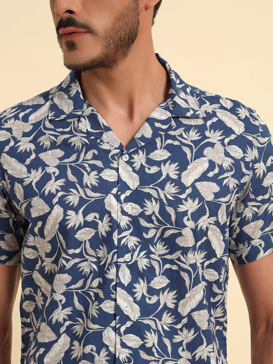 Casual Shirt for Men | Breathable & Soft with Color Fastness Regular Fit Spread Collar Neck Cotton Fabric Printed Pattern