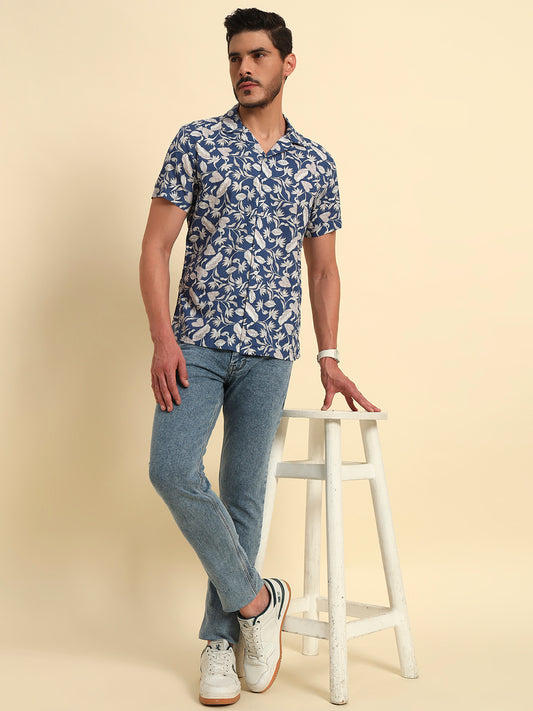 Casual Shirt for Men | Breathable & Soft with Color Fastness Regular Fit Spread Collar Neck Cotton Fabric Printed Pattern