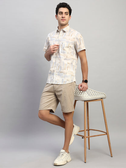 Casual Shirt for Men | Breathable & Soft with Color Fastness Regular Fit Spread Collar Neck Cotton Fabric Printed Pattern