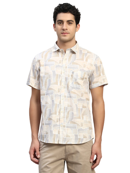 Casual Shirt for Men | Breathable & Soft with Color Fastness Regular Fit Spread Collar Neck Cotton Fabric Printed Pattern