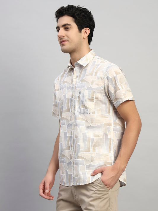 Casual Shirt for Men | Breathable & Soft with Color Fastness Regular Fit Spread Collar Neck Cotton Fabric Printed Pattern