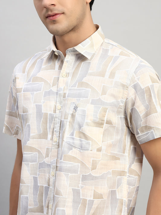 Casual Shirt for Men | Breathable & Soft with Color Fastness Regular Fit Spread Collar Neck Cotton Fabric Printed Pattern