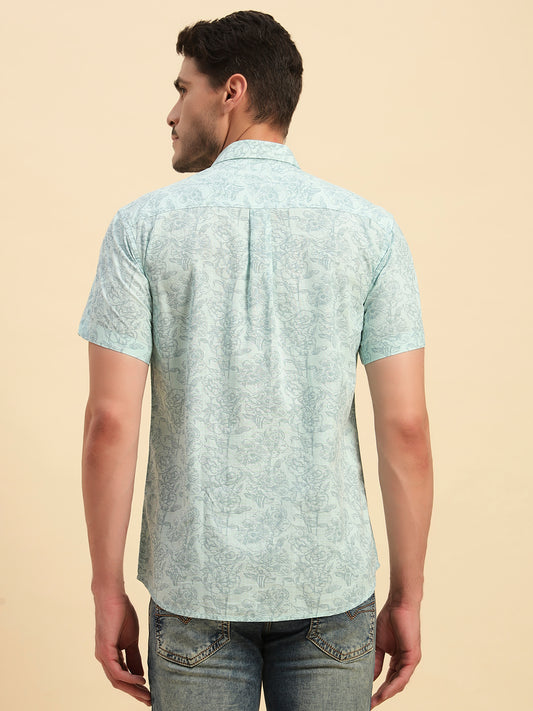 Casual Shirt for Men | Breathable & Soft with Color Fastness Regular Fit Spread Collar Neck Cotton Fabric Printed Pattern