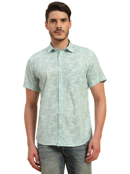 Casual Shirt for Men | Breathable & Soft with Color Fastness Regular Fit Spread Collar Neck Cotton Fabric Printed Pattern