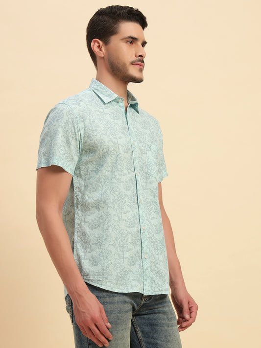 Casual Shirt for Men | Breathable & Soft with Color Fastness Regular Fit Spread Collar Neck Cotton Fabric Printed Pattern