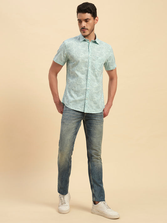 Casual Shirt for Men | Breathable & Soft with Color Fastness Regular Fit Spread Collar Neck Cotton Fabric Printed Pattern