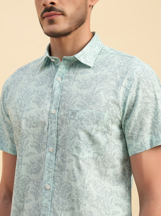 Casual Shirt for Men | Breathable & Soft with Color Fastness Regular Fit Spread Collar Neck Cotton Fabric Printed Pattern
