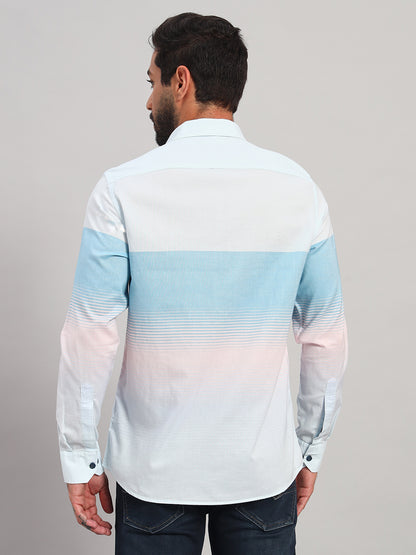 Casual Shirt for Men | Breathable & Soft with Color Fastness Regular Fit Spread Collar Neck Cotton Fabric Striped Pattern