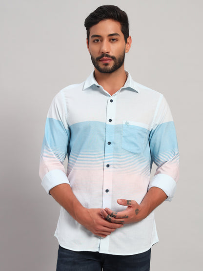 Casual Shirt for Men | Breathable & Soft with Color Fastness Regular Fit Spread Collar Neck Cotton Fabric Striped Pattern