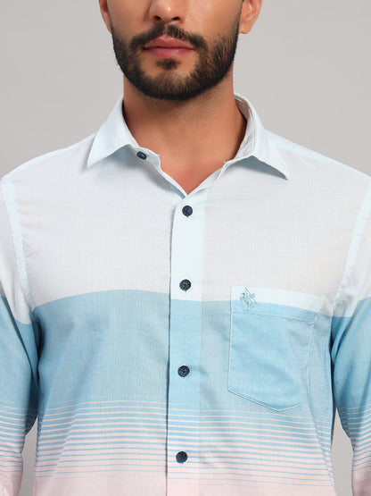 Casual Shirt for Men | Breathable & Soft with Color Fastness Regular Fit Spread Collar Neck Cotton Fabric Striped Pattern
