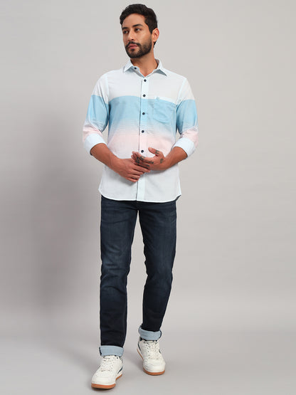 Casual Shirt for Men | Breathable & Soft with Color Fastness Regular Fit Spread Collar Neck Cotton Fabric Striped Pattern