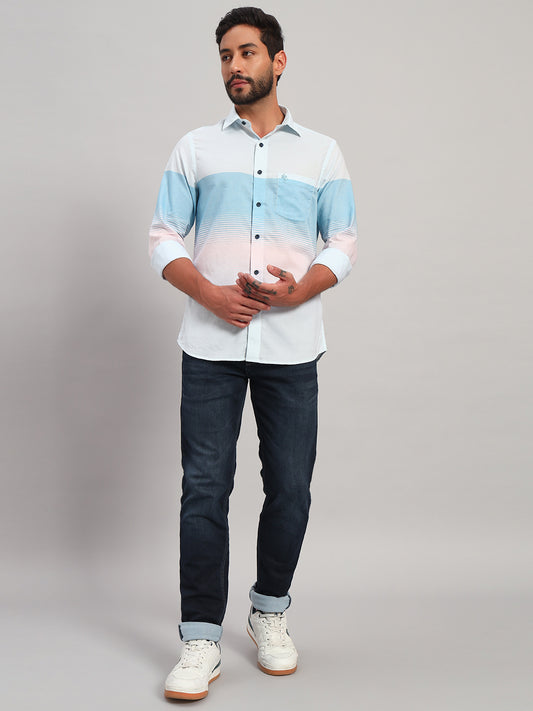 Casual Shirt for Men | Breathable & Soft with Color Fastness Regular Fit Spread Collar Neck Cotton Fabric Striped Pattern