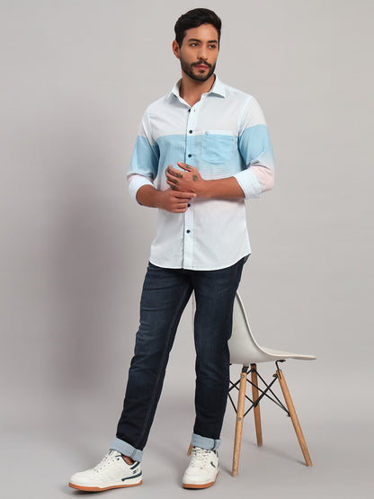 Casual Shirt for Men | Breathable & Soft with Color Fastness Regular Fit Spread Collar Neck Cotton Fabric Striped Pattern