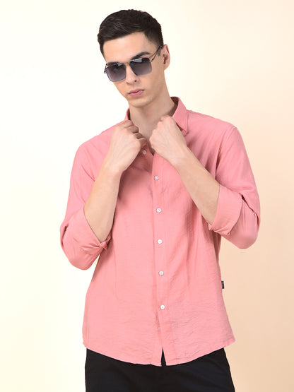 Casual Shirt for Men | Breathable & Soft with Color Fastness Slim Cotton Blend Fabric Solid Pattern