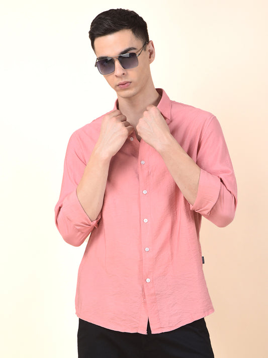 Casual Shirt for Men | Breathable & Soft with Color Fastness Slim Cotton Blend Fabric Solid Pattern