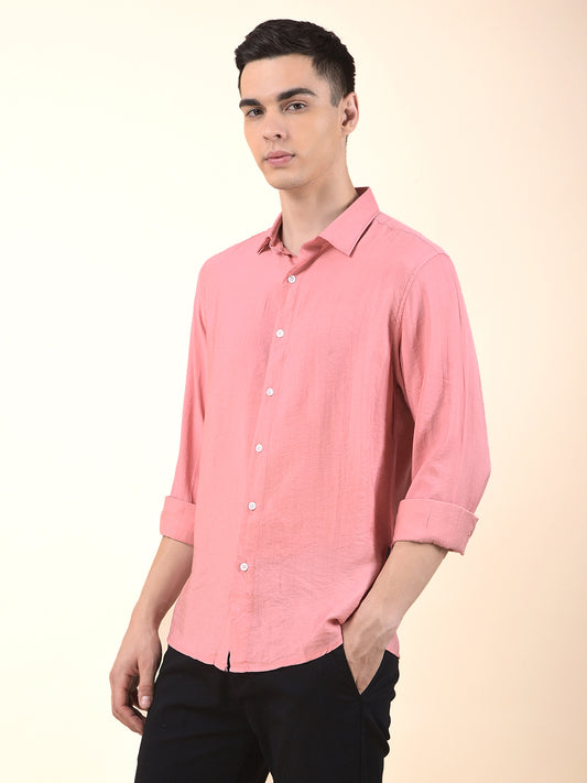 Casual Shirt for Men | Breathable & Soft with Color Fastness Slim Cotton Blend Fabric Solid Pattern