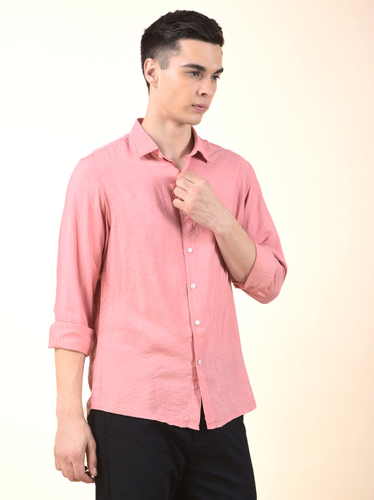 Casual Shirt for Men | Breathable & Soft with Color Fastness Slim Cotton Blend Fabric Solid Pattern