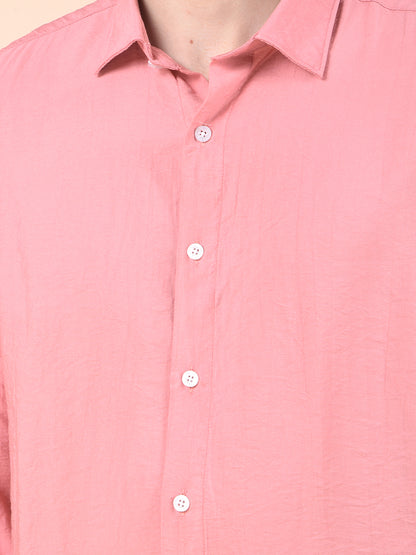 Casual Shirt for Men | Breathable & Soft with Color Fastness Slim Cotton Blend Fabric Solid Pattern