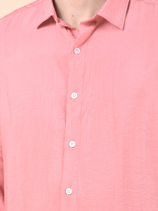 Casual Shirt for Men | Breathable & Soft with Color Fastness Slim Cotton Blend Fabric Solid Pattern
