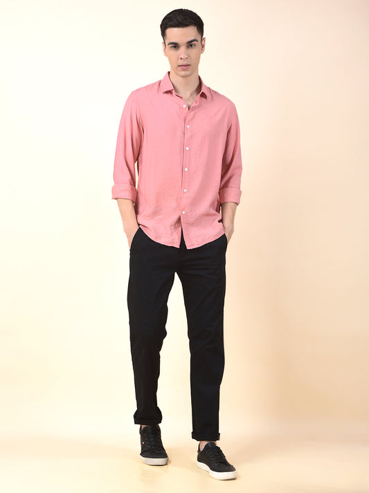 Casual Shirt for Men | Breathable & Soft with Color Fastness Slim Cotton Blend Fabric Solid Pattern