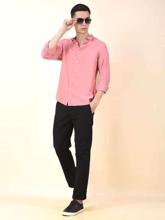 Casual Shirt for Men | Breathable & Soft with Color Fastness Slim Cotton Blend Fabric Solid Pattern