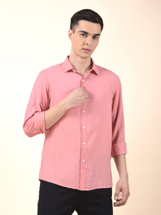Casual Shirt for Men | Breathable & Soft with Color Fastness Slim Cotton Blend Fabric Solid Pattern