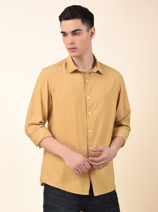 Casual Shirt for Men | Breathable & Soft with Color Fastness Slim Cotton Blend Fabric Solid Pattern