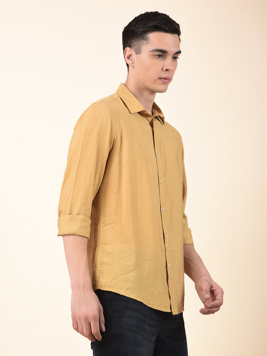 Casual Shirt for Men | Breathable & Soft with Color Fastness Slim Cotton Blend Fabric Solid Pattern