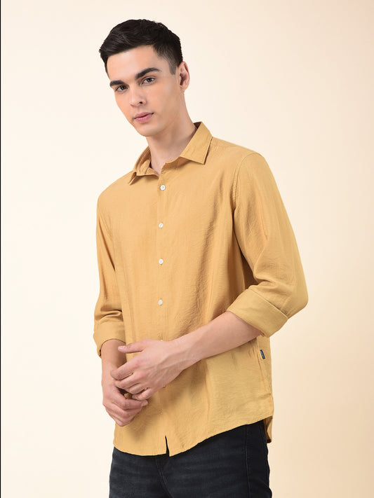 Casual Shirt for Men | Breathable & Soft with Color Fastness Slim Cotton Blend Fabric Solid Pattern
