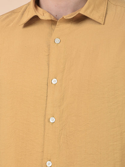 Casual Shirt for Men | Breathable & Soft with Color Fastness Slim Cotton Blend Fabric Solid Pattern