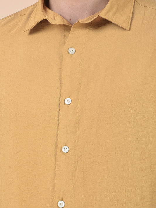 Casual Shirt for Men | Breathable & Soft with Color Fastness Slim Cotton Blend Fabric Solid Pattern