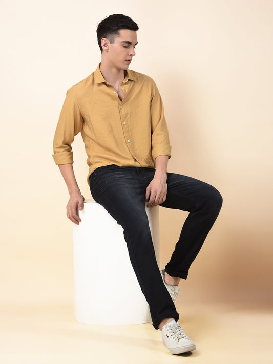 Casual Shirt for Men | Breathable & Soft with Color Fastness Slim Cotton Blend Fabric Solid Pattern