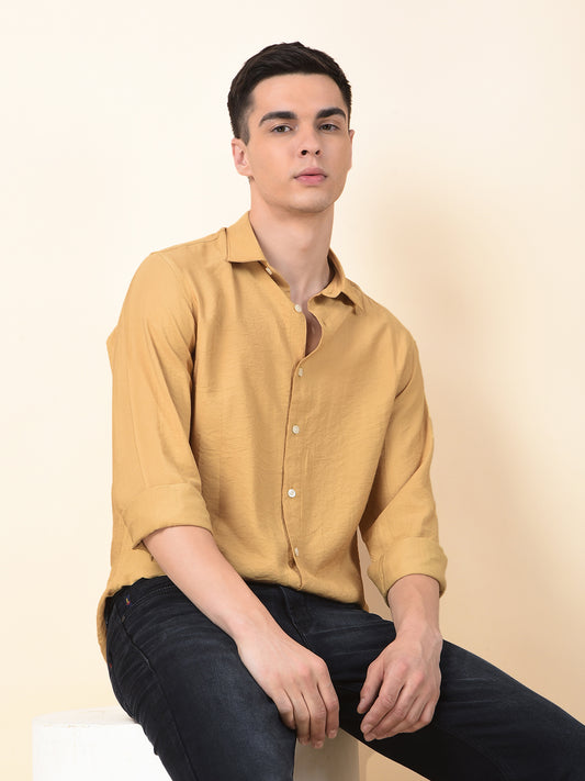 Casual Shirt for Men | Breathable & Soft with Color Fastness Slim Cotton Blend Fabric Solid Pattern