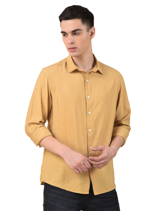 Casual Shirt for Men | Breathable & Soft with Color Fastness Slim Cotton Blend Fabric Solid Pattern