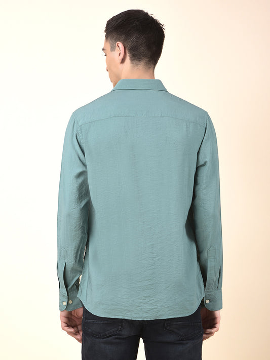 Casual Shirt for Men | Breathable & Soft with Color Fastness Slim Cotton Blend Fabric Solid Pattern
