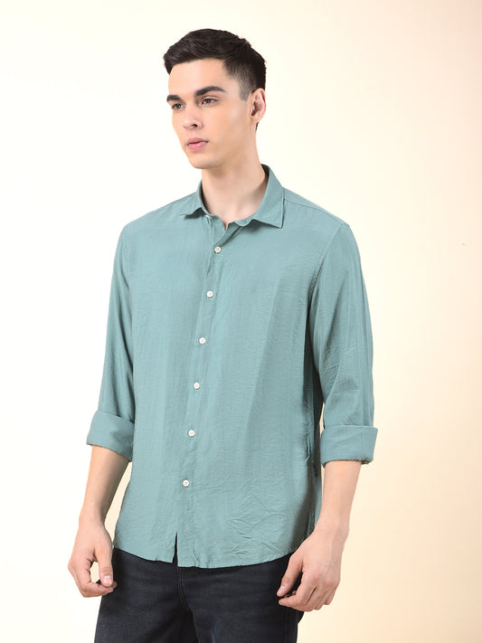 Casual Shirt for Men | Breathable & Soft with Color Fastness Slim Cotton Blend Fabric Solid Pattern
