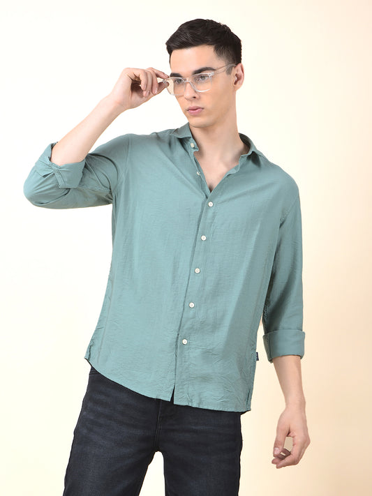 Casual Shirt for Men | Breathable & Soft with Color Fastness Slim Cotton Blend Fabric Solid Pattern