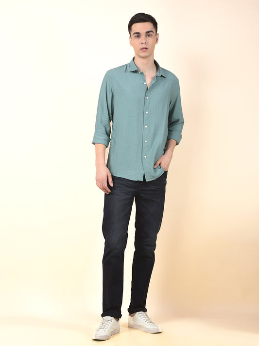 Casual Shirt for Men | Breathable & Soft with Color Fastness Slim Cotton Blend Fabric Solid Pattern
