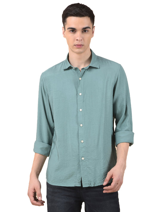 Casual Shirt for Men | Breathable & Soft with Color Fastness Slim Cotton Blend Fabric Solid Pattern