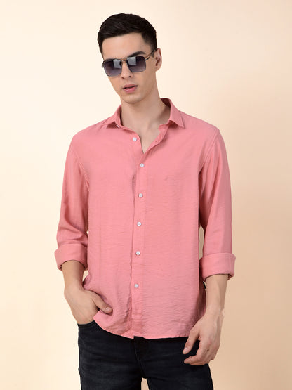 Casual Shirt for Men | Breathable & Soft with Color Fastness Slim Cotton Blend Fabric Solid Pattern