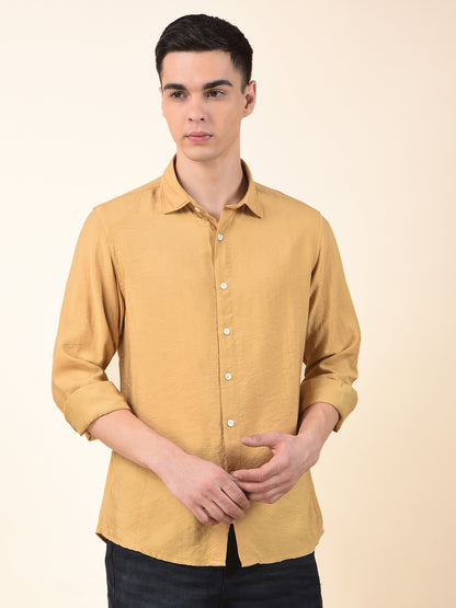 Casual Shirt for Men | Breathable & Soft with Color Fastness Slim Cotton Blend Fabric Solid Pattern