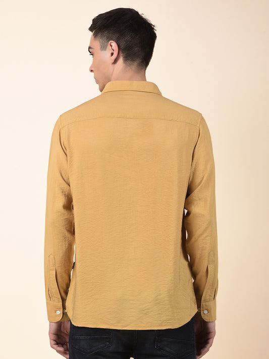 Casual Shirt for Men | Breathable & Soft with Color Fastness Slim Cotton Blend Fabric Solid Pattern
