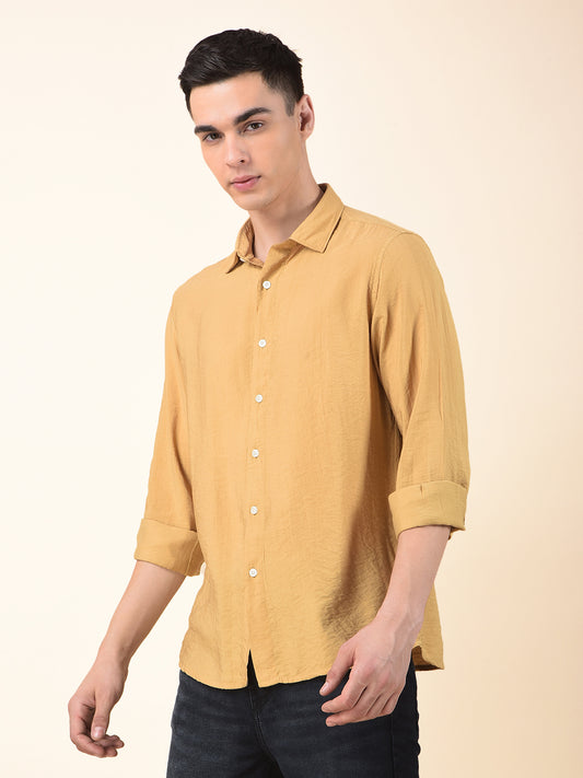 Casual Shirt for Men | Breathable & Soft with Color Fastness Slim Cotton Blend Fabric Solid Pattern