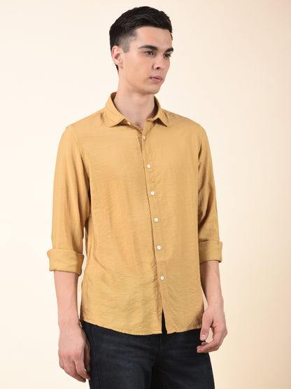 Casual Shirt for Men | Breathable & Soft with Color Fastness Slim Cotton Blend Fabric Solid Pattern