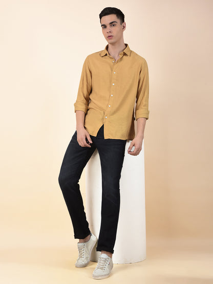 Casual Shirt for Men | Breathable & Soft with Color Fastness Slim Cotton Blend Fabric Solid Pattern