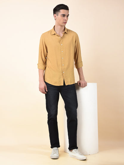 Casual Shirt for Men | Breathable & Soft with Color Fastness Slim Cotton Blend Fabric Solid Pattern