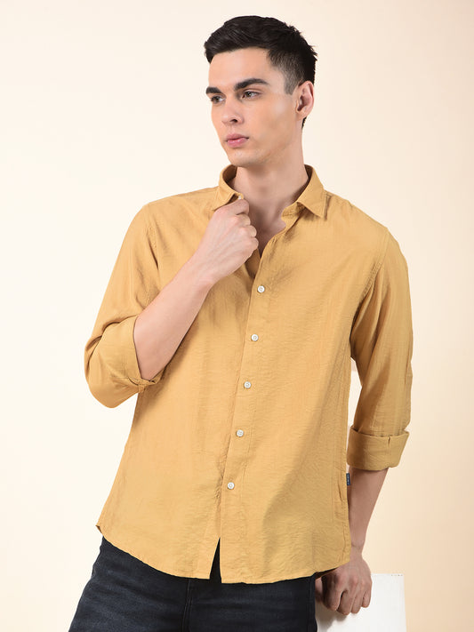 Casual Shirt for Men | Breathable & Soft with Color Fastness Slim Cotton Blend Fabric Solid Pattern