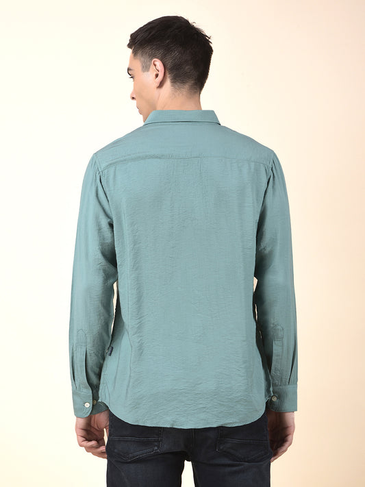 Casual Shirt for Men | Breathable & Soft with Color Fastness Slim Cotton Blend Fabric Solid Pattern
