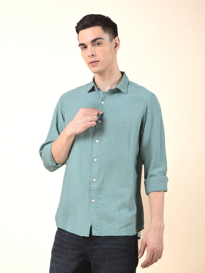 Casual Shirt for Men | Breathable & Soft with Color Fastness Slim Cotton Blend Fabric Solid Pattern